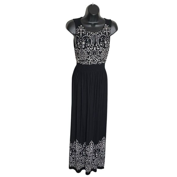 Soma Maxi Dress Womens Small Black Sleeveless Keyhole Stretch Elegant Smocked - Picture 1 of 9